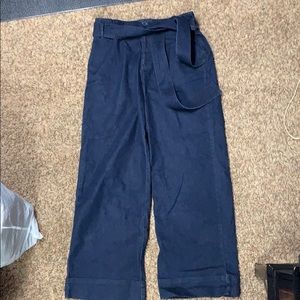 High waisted wide leg denim pants